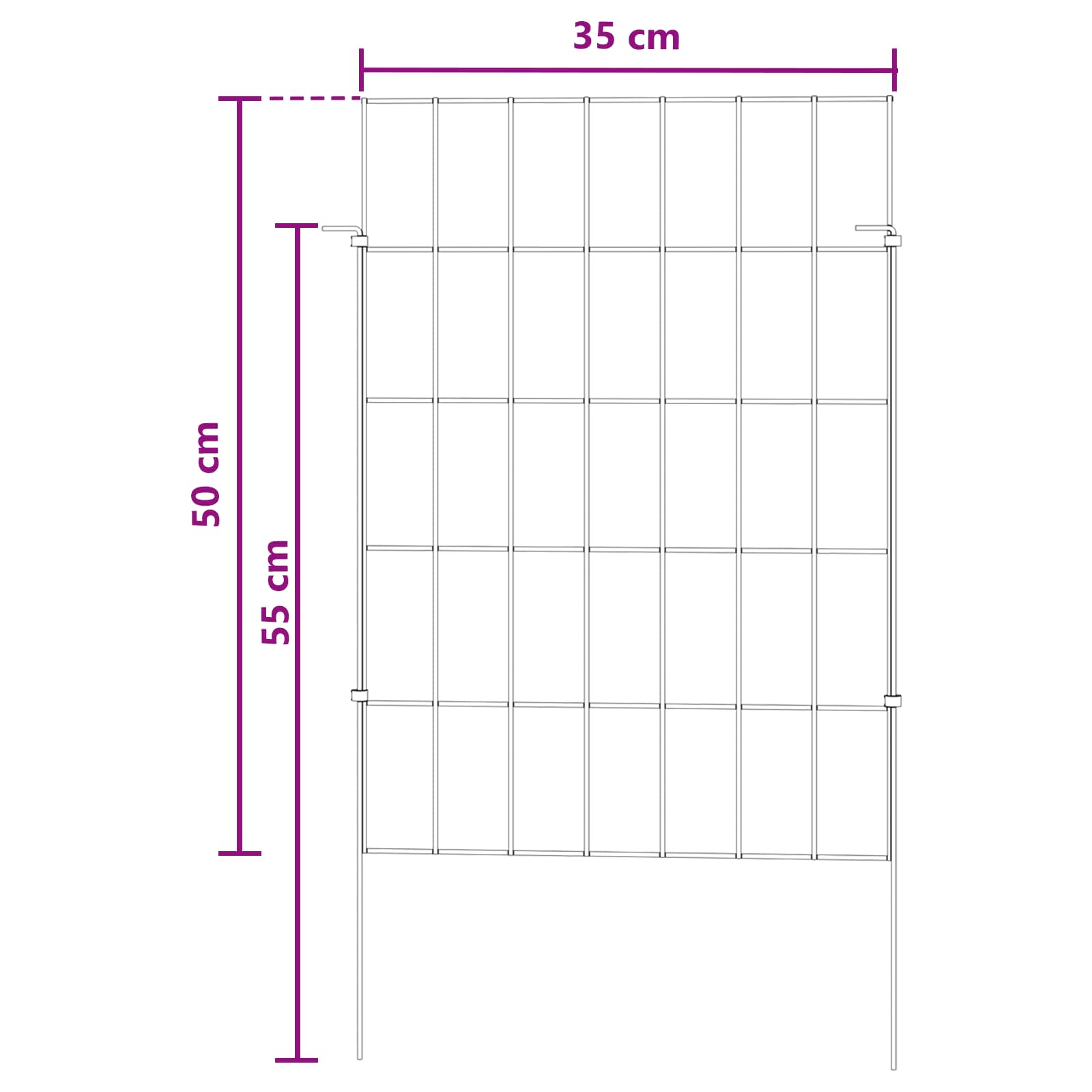 Gartenzaun mit Pfählen 12 pcs 35 x 30 cm Mesh Verzinkter Stahl