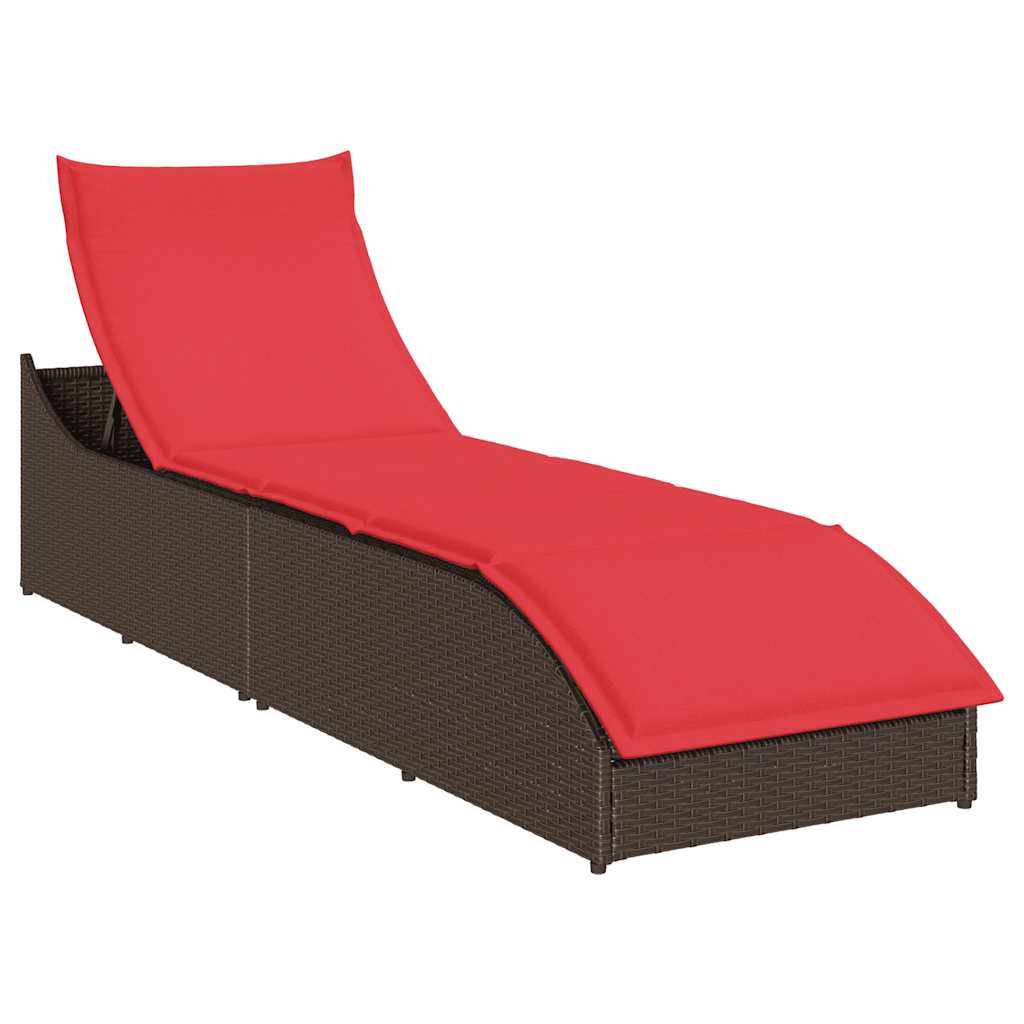 Klappliege mit Auflage und Stauraum Schwarz Poly-Rattan
