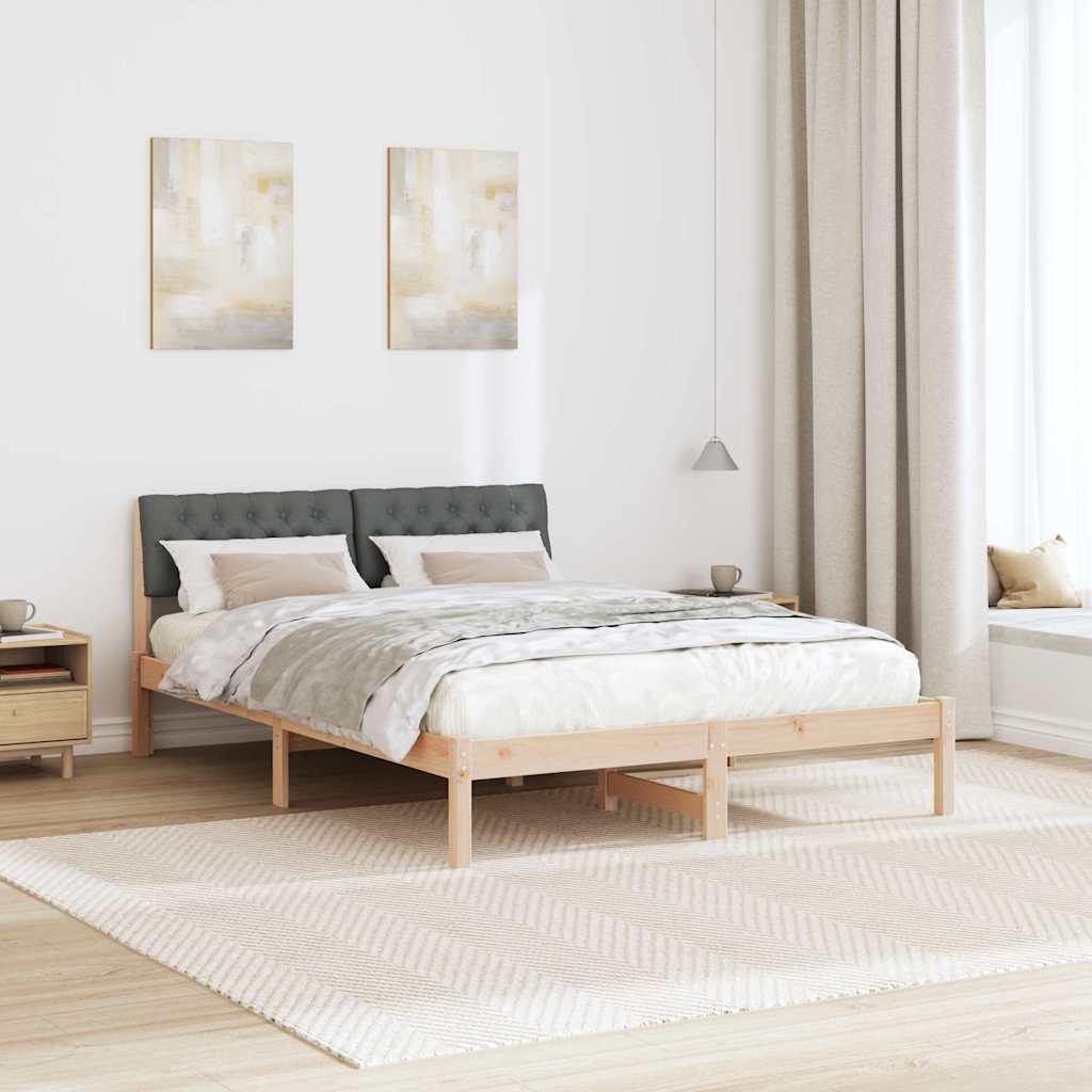Bettgestell Braun und hellgrau 200 x 200 cm Massivholz Kiefer