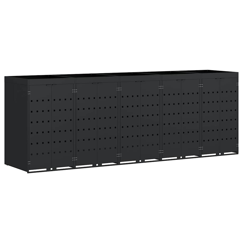 Mülltonnenbox für 2 Tonnen Schwarz 138x79x117 cm Stahl