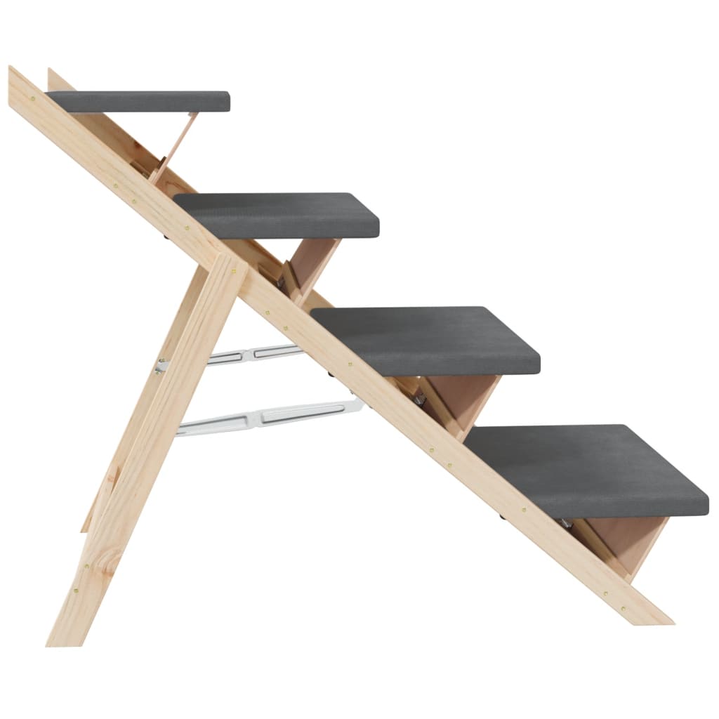 Hunderampe Grau 100x40 cm Massivholz Tanne