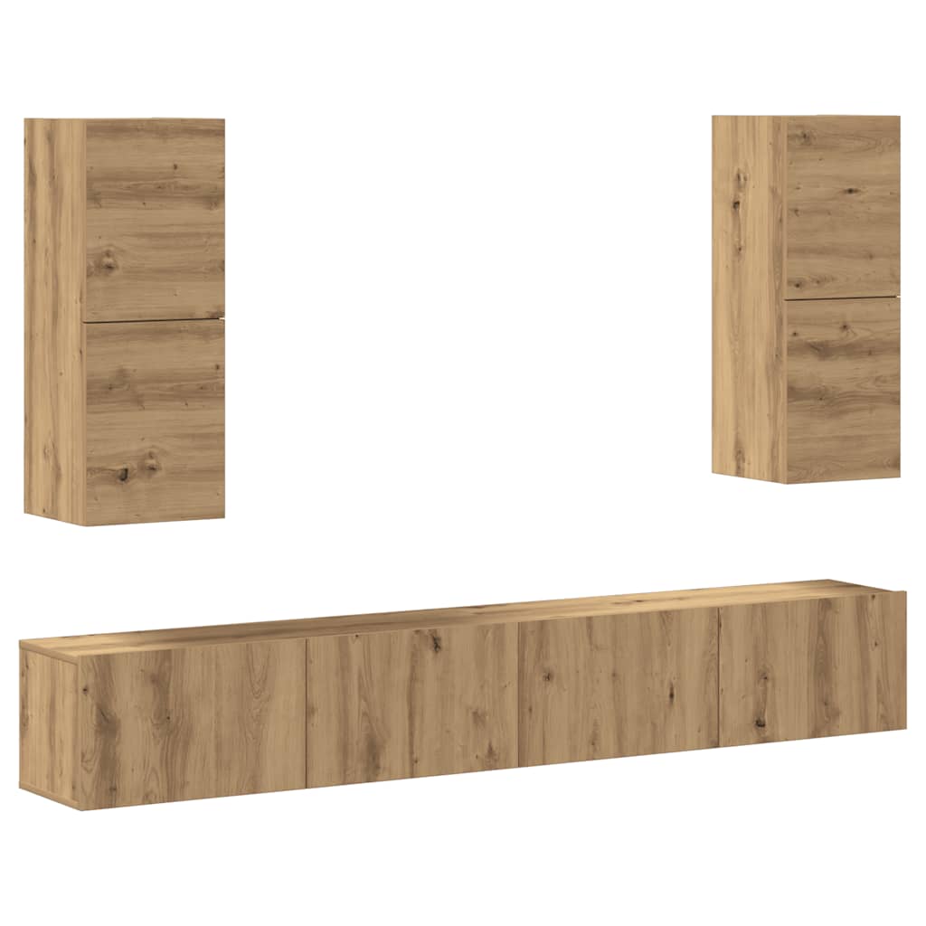 4-tlg. TV-Schrank-Set Weiß Holzwerkstoff