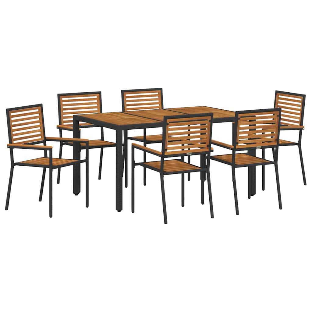Garten Essgruppe 3 pcs Schwarz und Braun Poly-Rattan