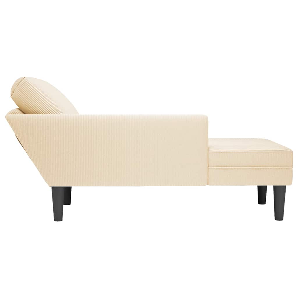 Chaiselongue mit Kissen Hellgrau Cordstoff