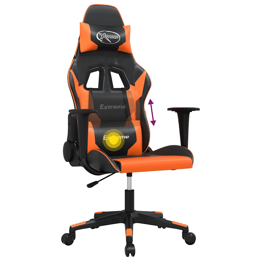 Gaming-Stuhl mit Massagefunktion Schwarz und Blau Kunstleder