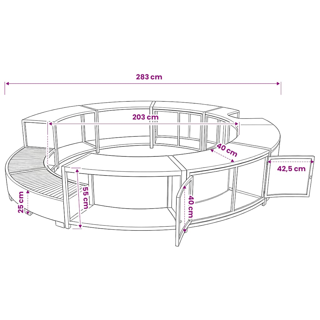 Whirlpool-Umrandung Grau Poly Rattan
