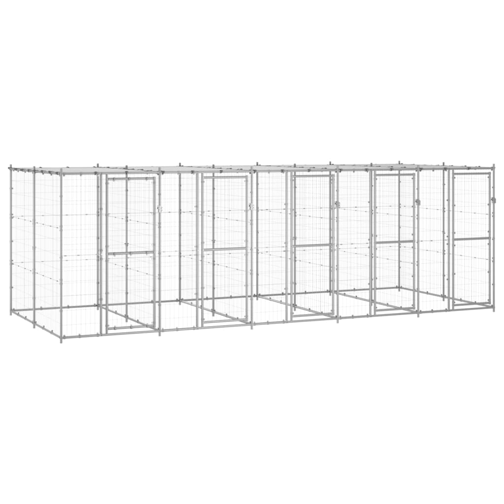 Outdoor-Hundezwinger Stahl mit Überdachung 110x220x180 cm