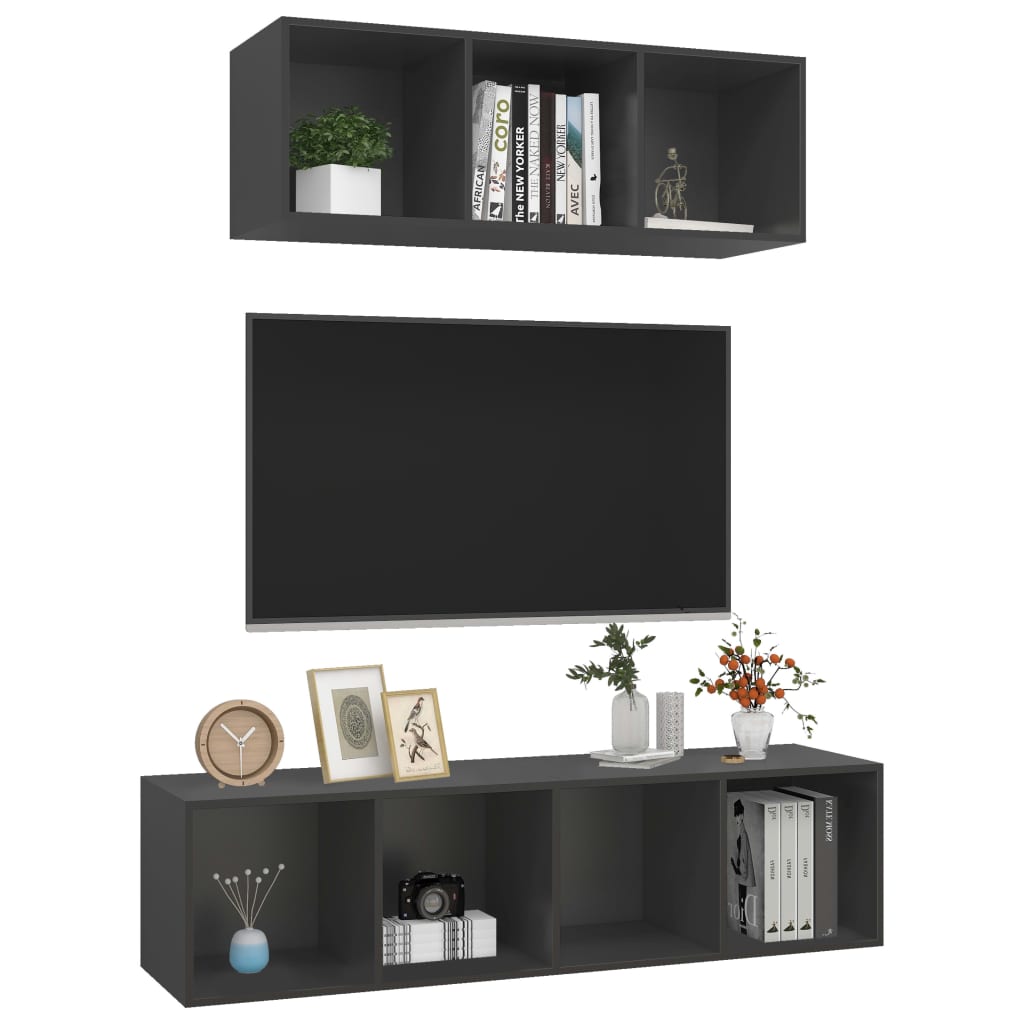 2-tlg. TV-Schrank-Set Weiß Holzwerkstoff