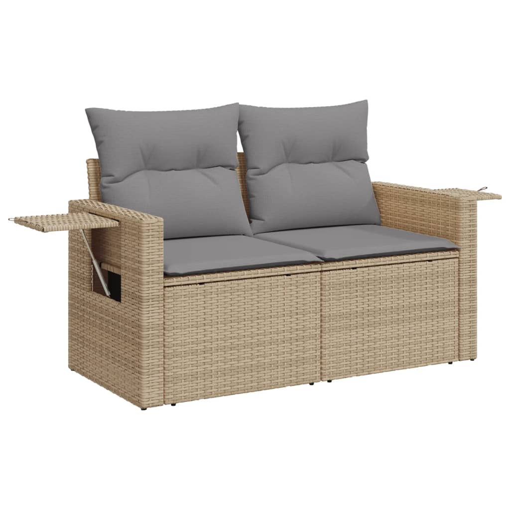 11-tlg. Garten-Sofagarnitur mit Kissen Schwarz Poly Rattan