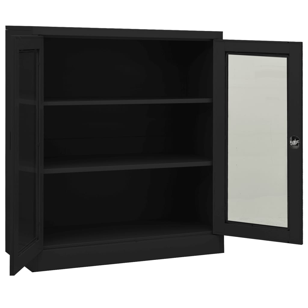 Büroschrank mit Pflanzkasten Hellgrau 90x40x128 cm Stahl