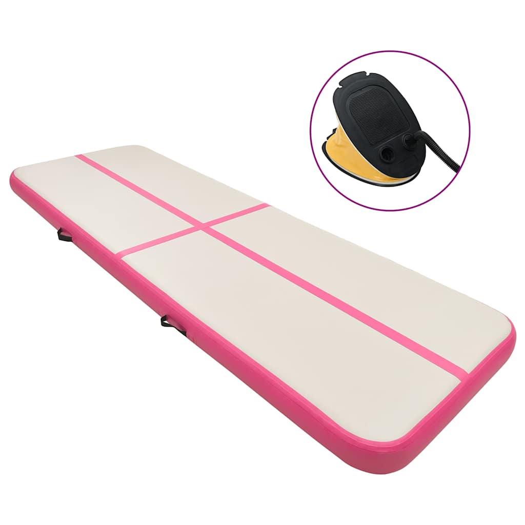 Aufblasbare Gymnastikmatte mit Pumpe 300×100×10 cm PVC Rosa