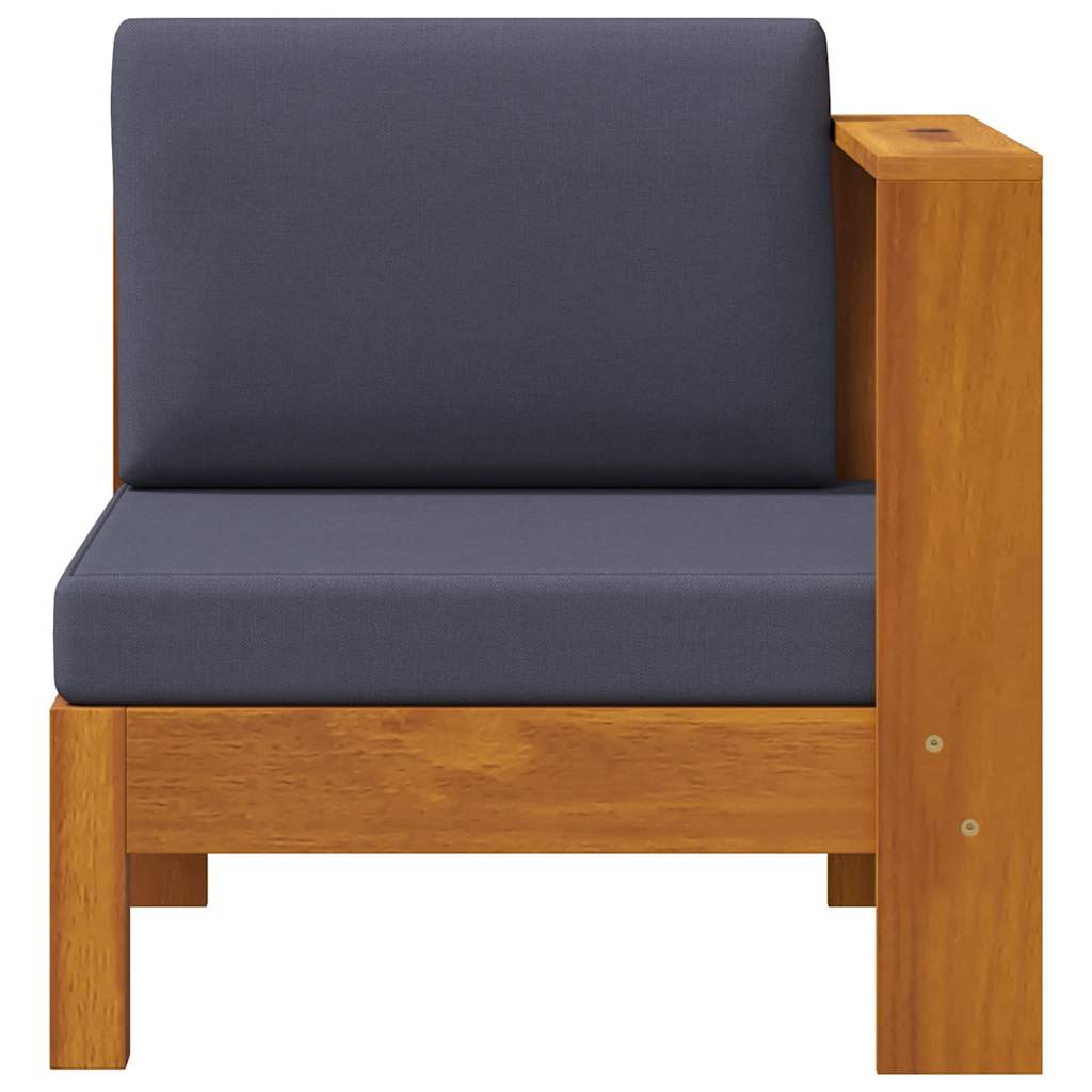 2-tlg. Garten-Lounge-Set mit Cremeweißen Kissen Akazienholz