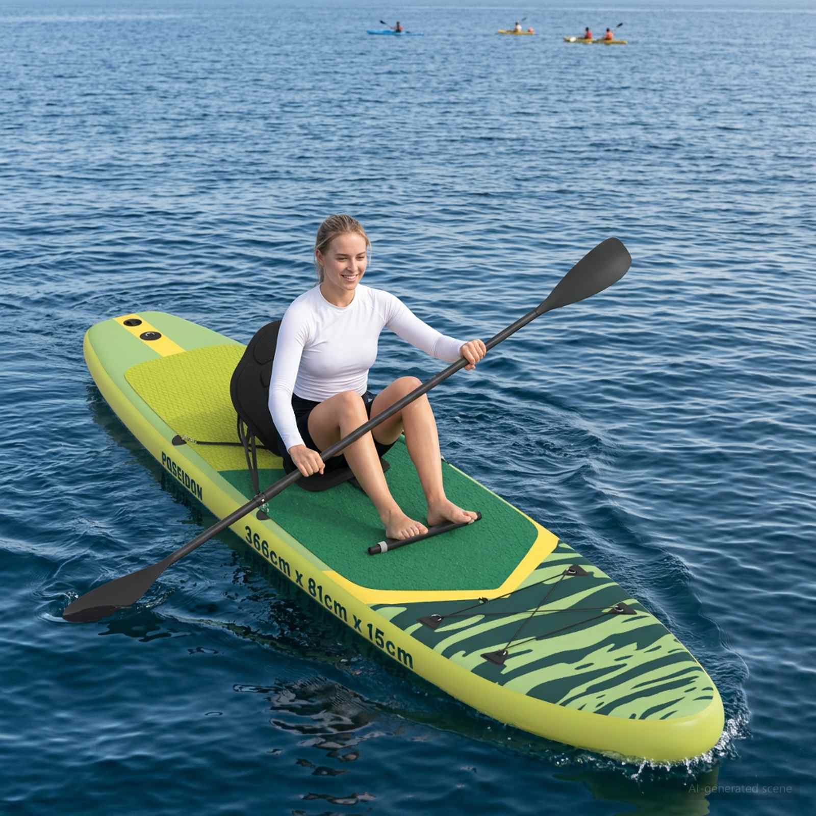 SUP Board mit Sitz 2-in-1 POSEIDON 305 x 76 x 15 cm Grün für