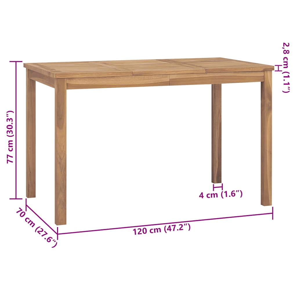 Garten-Esstisch 140x80x77 cm Massivholz Teak