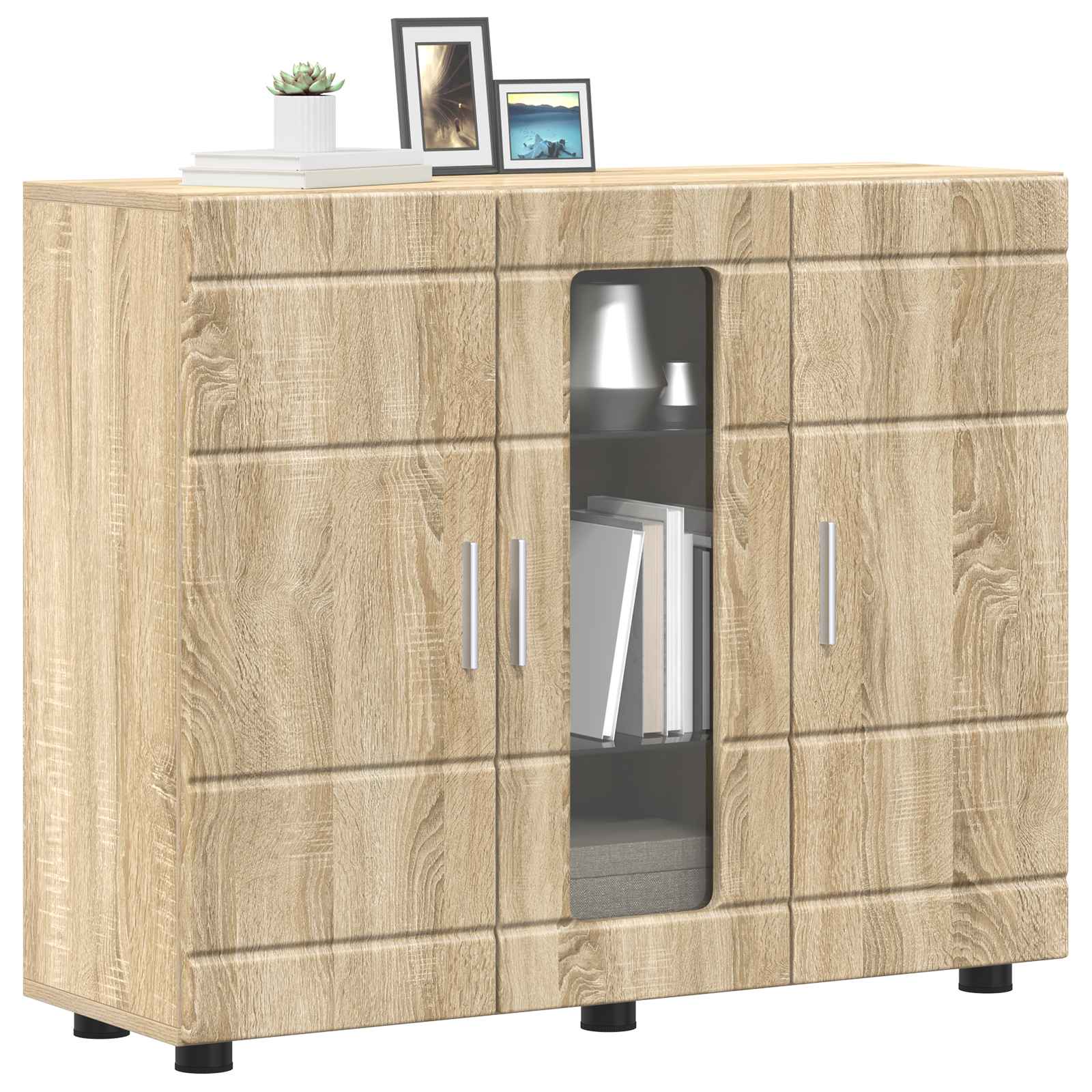 Highboard mit Regal FLORIN Weiß 60 x 35 x 182 cm Holzwerkstoff