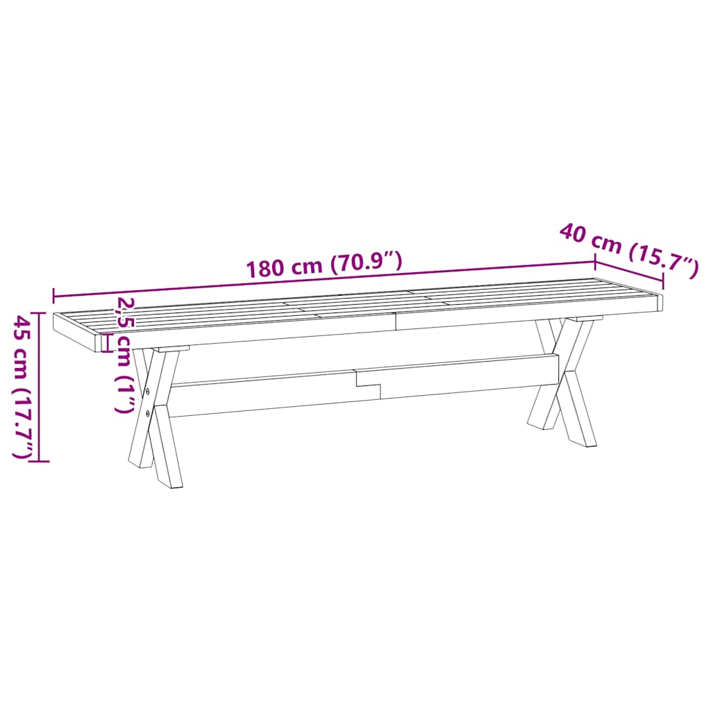 Esstischbank NOAIN 180 x 41 x 45 cm Massives Kiefernholz