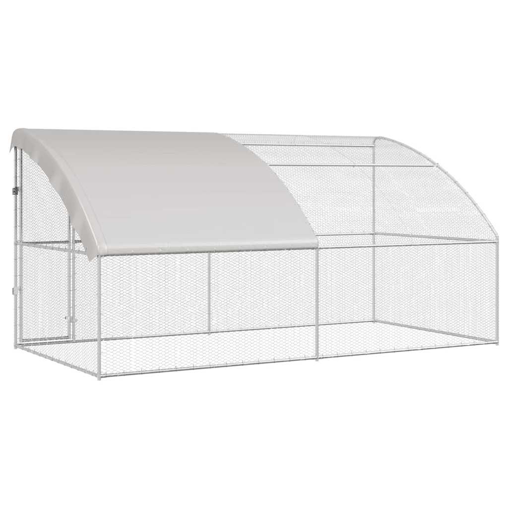 Hühnerkäfig 2 pcs Silber 400 x 200 x 200 cm Stahl und PE
