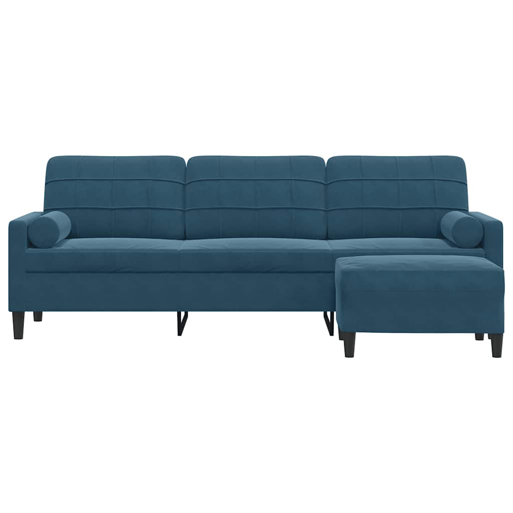 3-Sitzer-Sofa mit Hocker Hellgrau 180 cm Samt