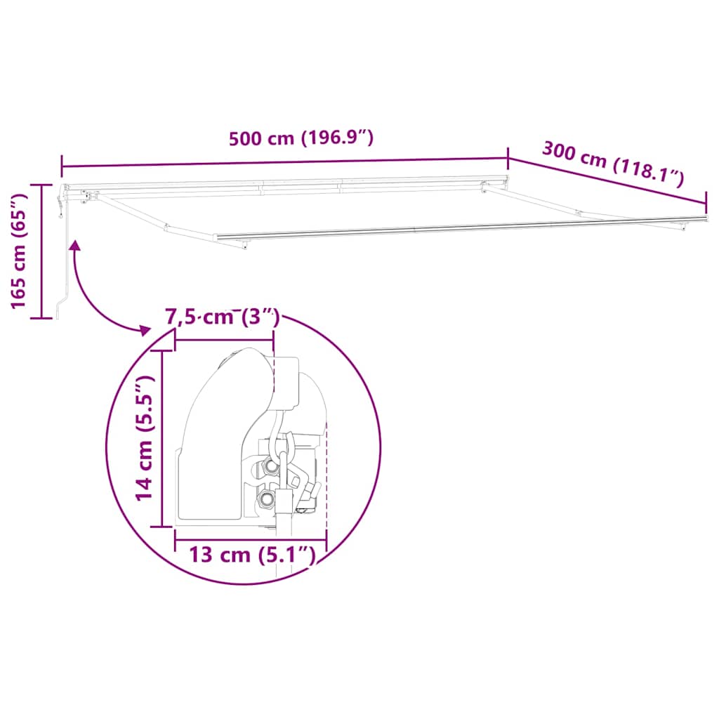 Markise Automatisch Einziehbar 350x250 cm Creme