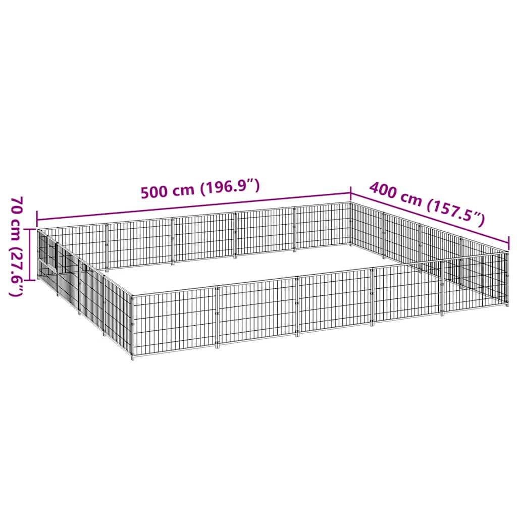 Hundezwinger Schwarz 4 m² Stahl