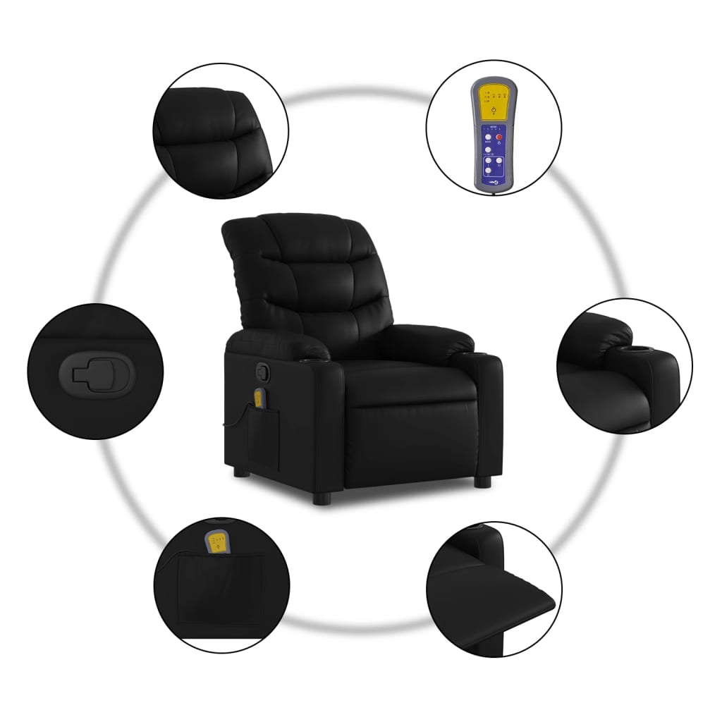 Massage-Relaxsessel, Kunstleder, Schwarz