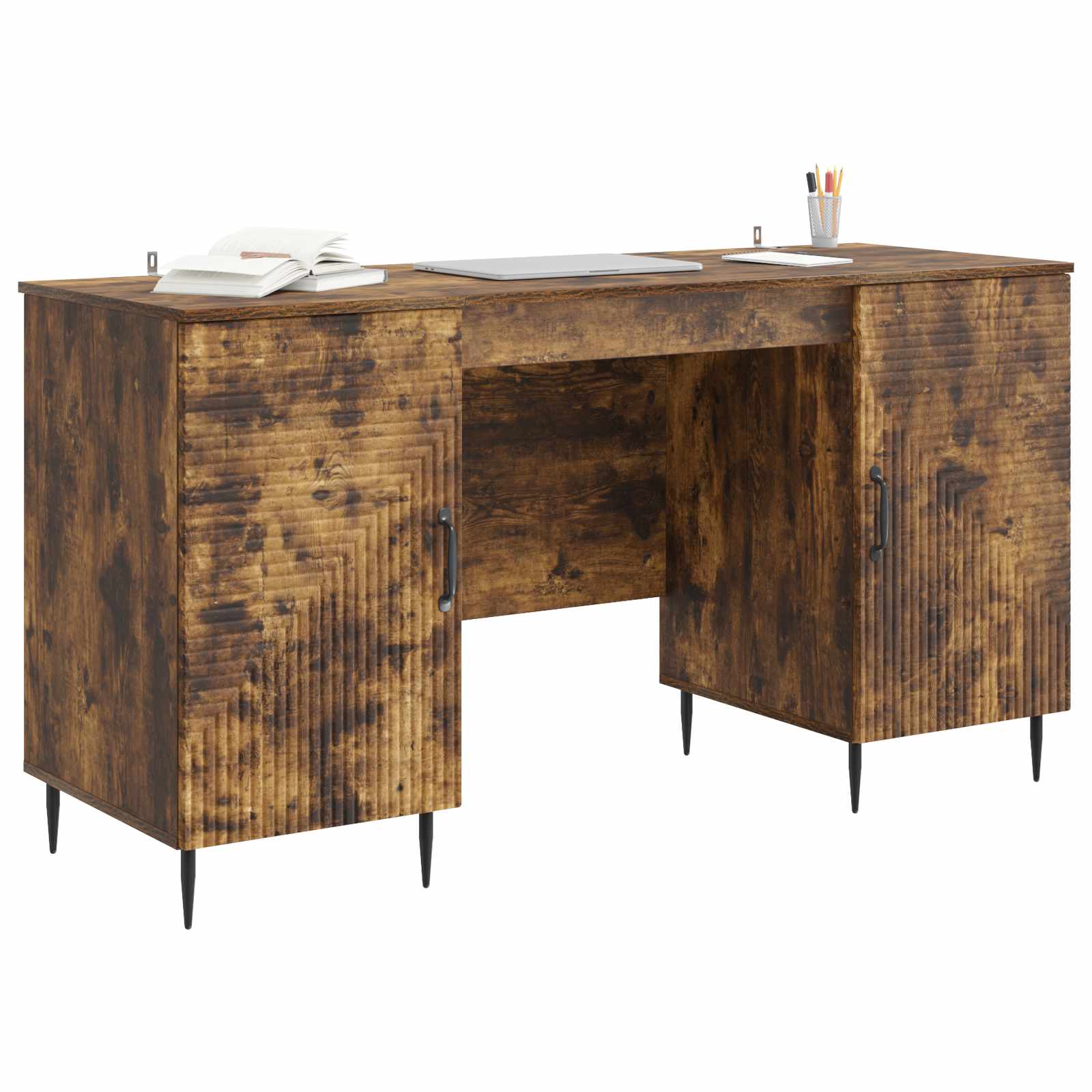 Schreibtisch mit Regal Schwarz 142,5 x 50 x 75 cm Holzwerkstoff