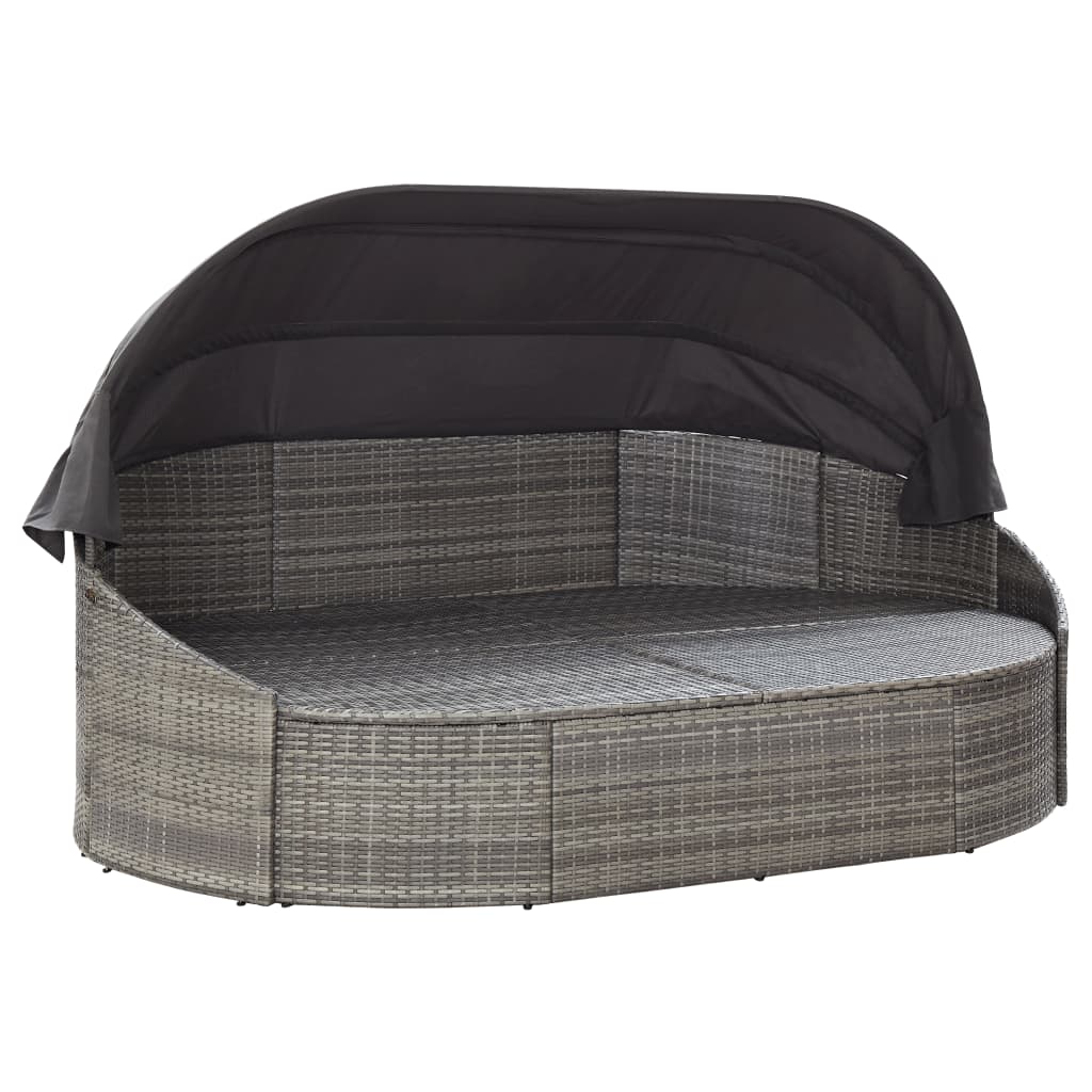 Outdoor-Loungebett mit Dach Poly Rattan Braun