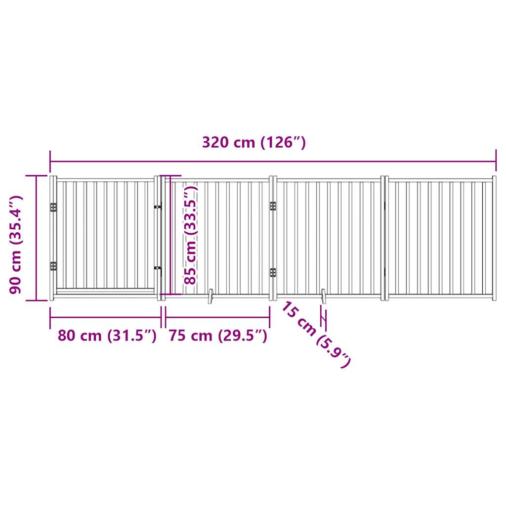 3-tlg. Hundetor Faltbar 150 cm Massivholz Tanne