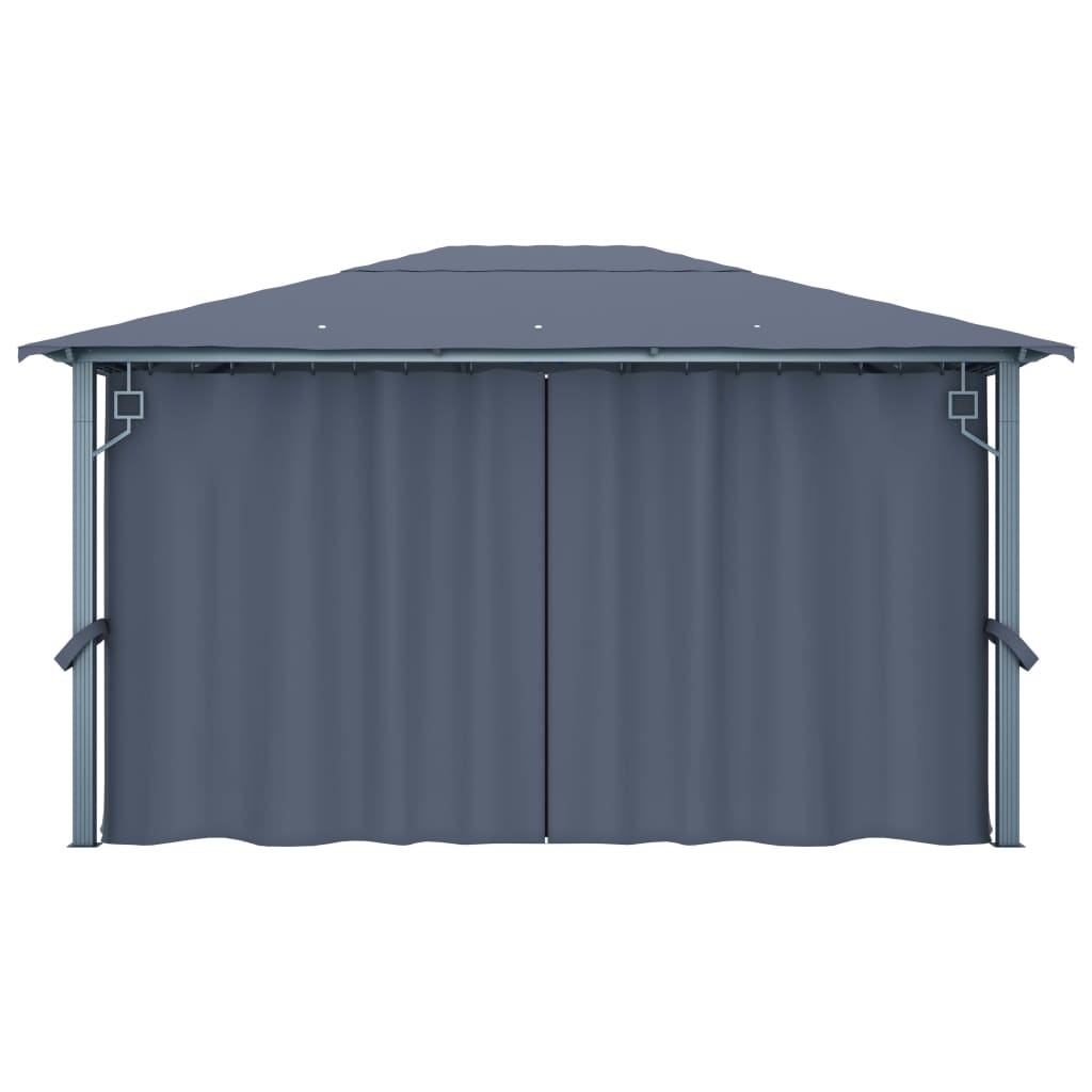 Pavillon mit Vorhängen & LED-Lichterkette 300x300 cm Creme Alu