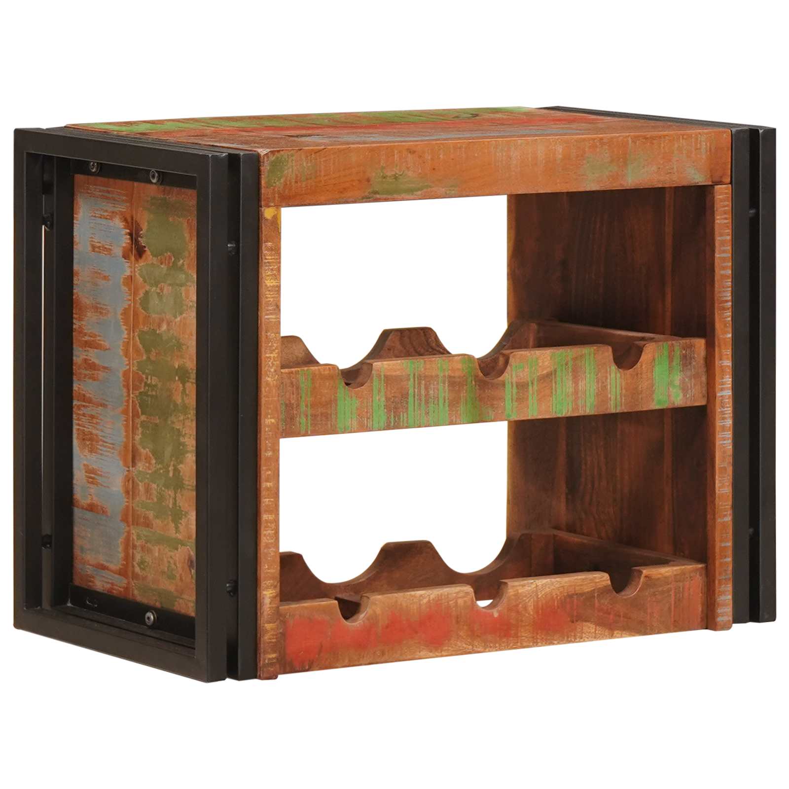 Weinregal Braun 60 x 45 x 33 cm Massives grobes Mangoholz