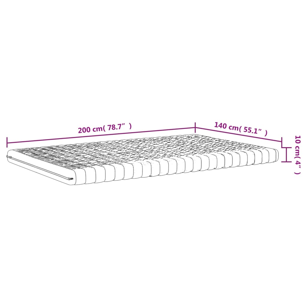 Schaumstoffmatratze Weiß 80x200 cm 7-Zonen Härtegrad 20 ILD