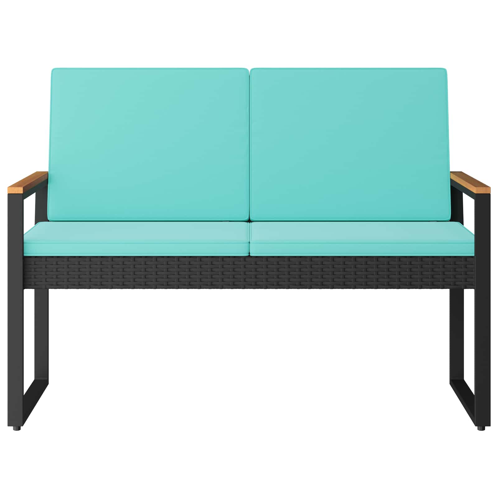 Bank Outdoor mit Kissen Schwarz 107 x 61 x 80 cm Poly-Rattan