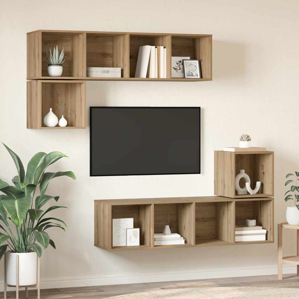 4-tlg. TV-Schrank-Set Weiß Holzwerkstoff