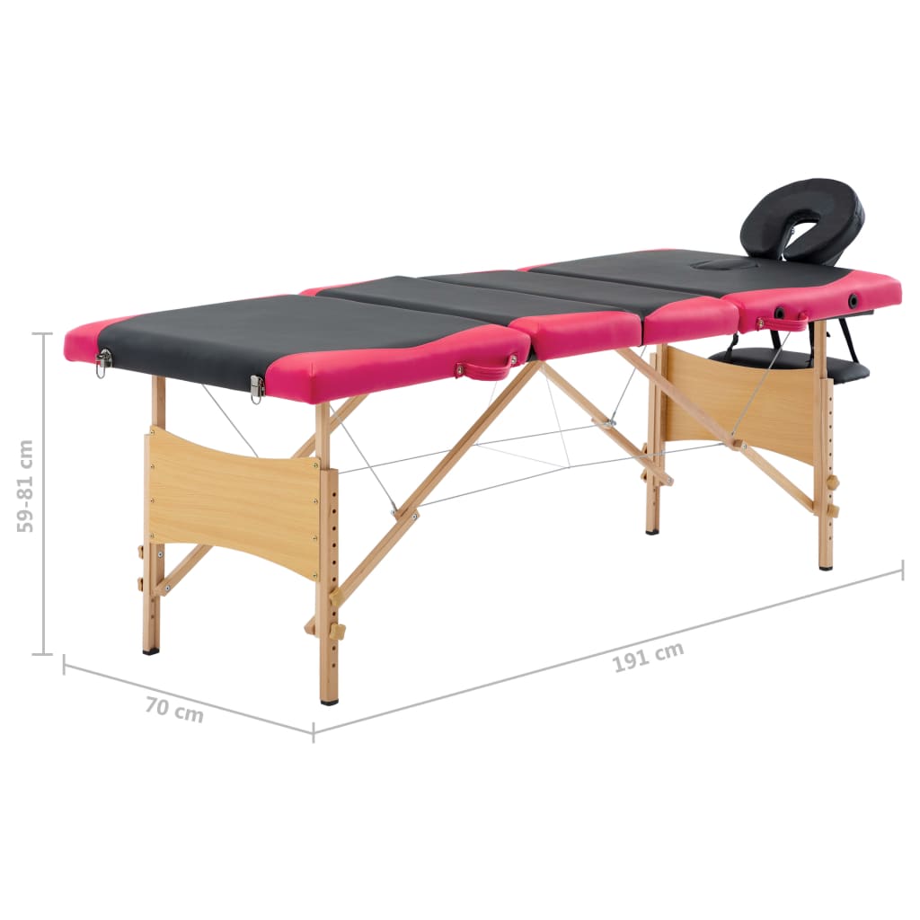 Massageliege Klappbar 4-Zonen mit Holzgestell Rosa