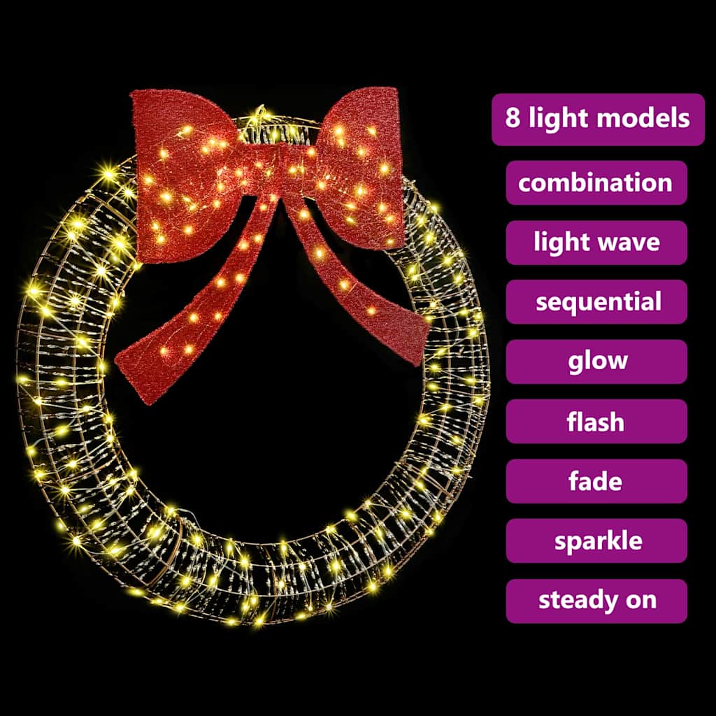 Kranz mit 60 LEDs Warmweiß 76 x 76 x 8 cm PET