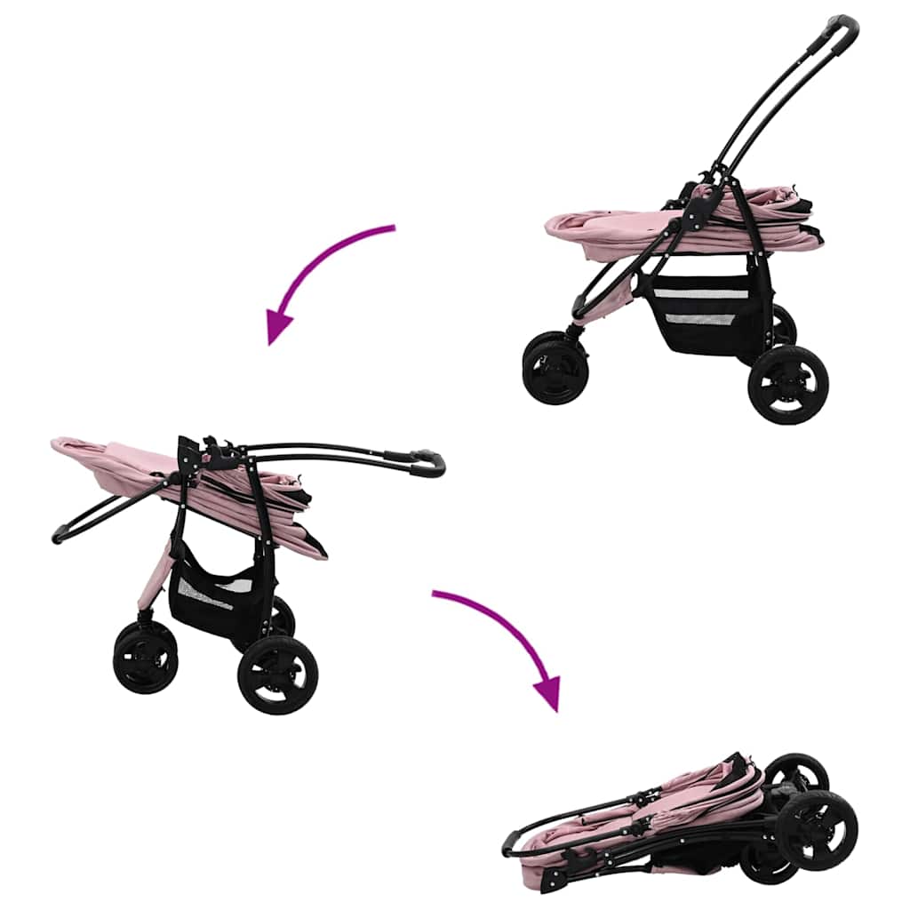 Faltbarer Haustierwagen Rosa 81 x 47 x 99 cm Polyester