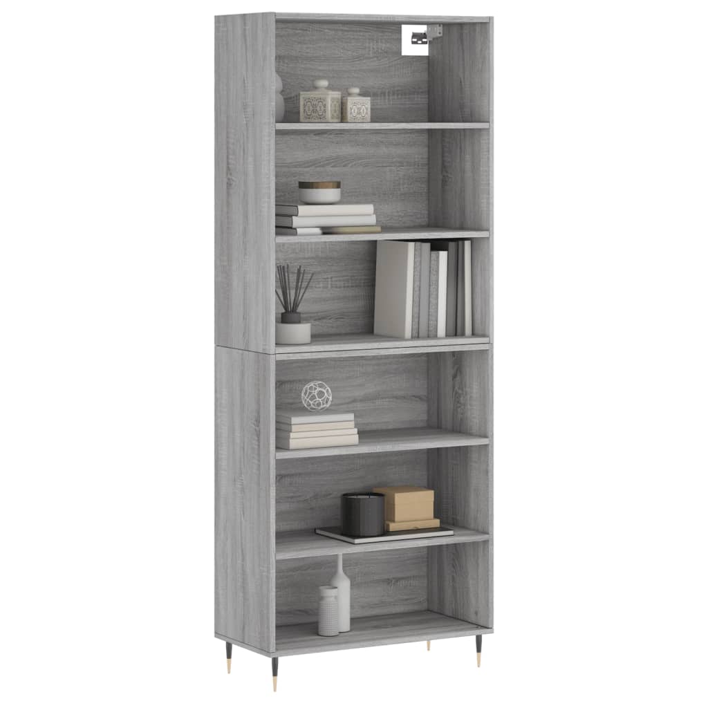 Highboard Betongrau 69,5x34x180 cm Holzwerkstoff