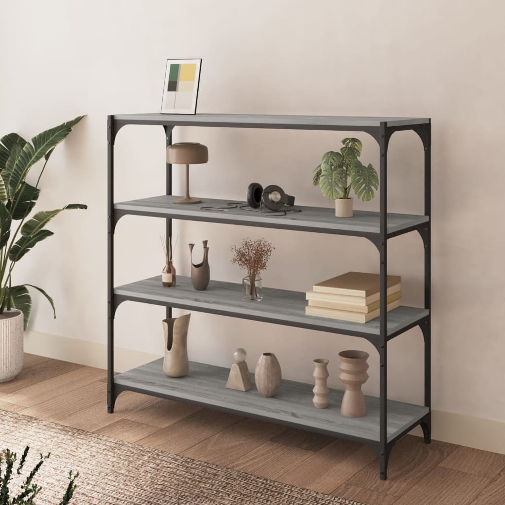 Bücherregal Schwarz 40x33x70,5 cm Holzwerkstoff und Stahl