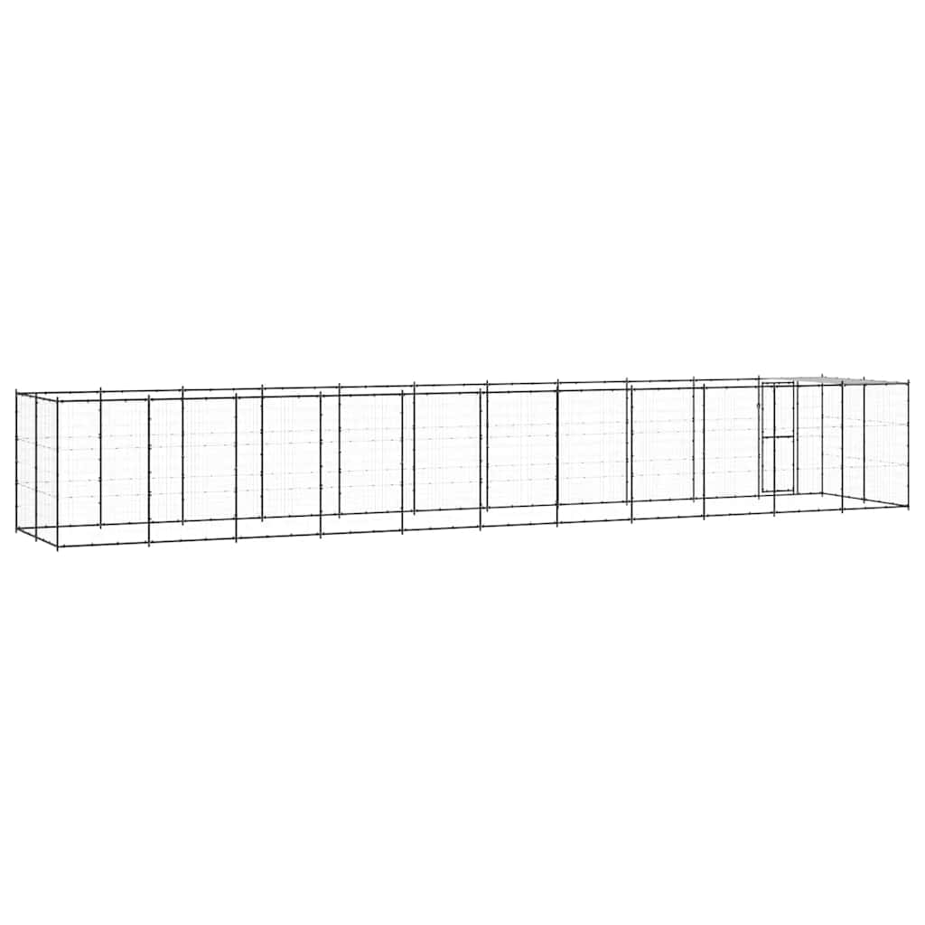 Outdoor-Hundezwinger mit Überdachung Stahl 7,26 m²