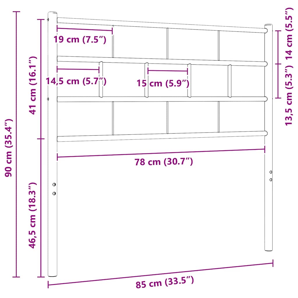 Ersatz-Kopfteil Metall Schwarz 100 cm