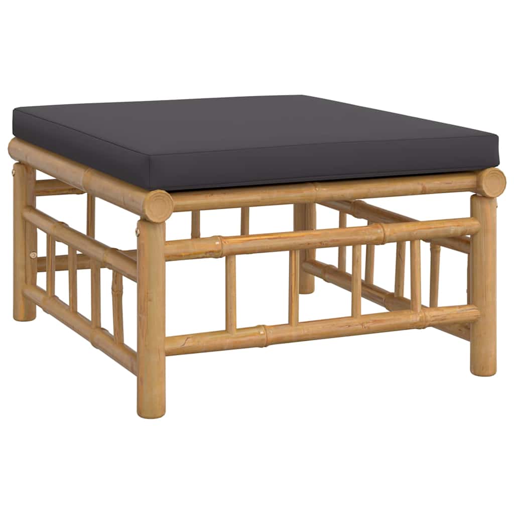 3-tlg. Garten-Lounge-Set mit Kissen Creme Bambus