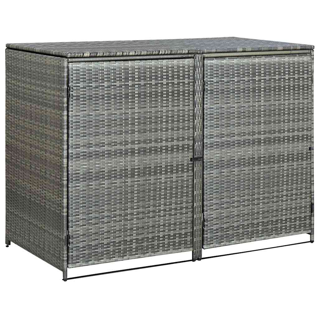 Mülltonnenbox für 2 Tonnen Poly Rattan Schwarz 148x80x111 cm