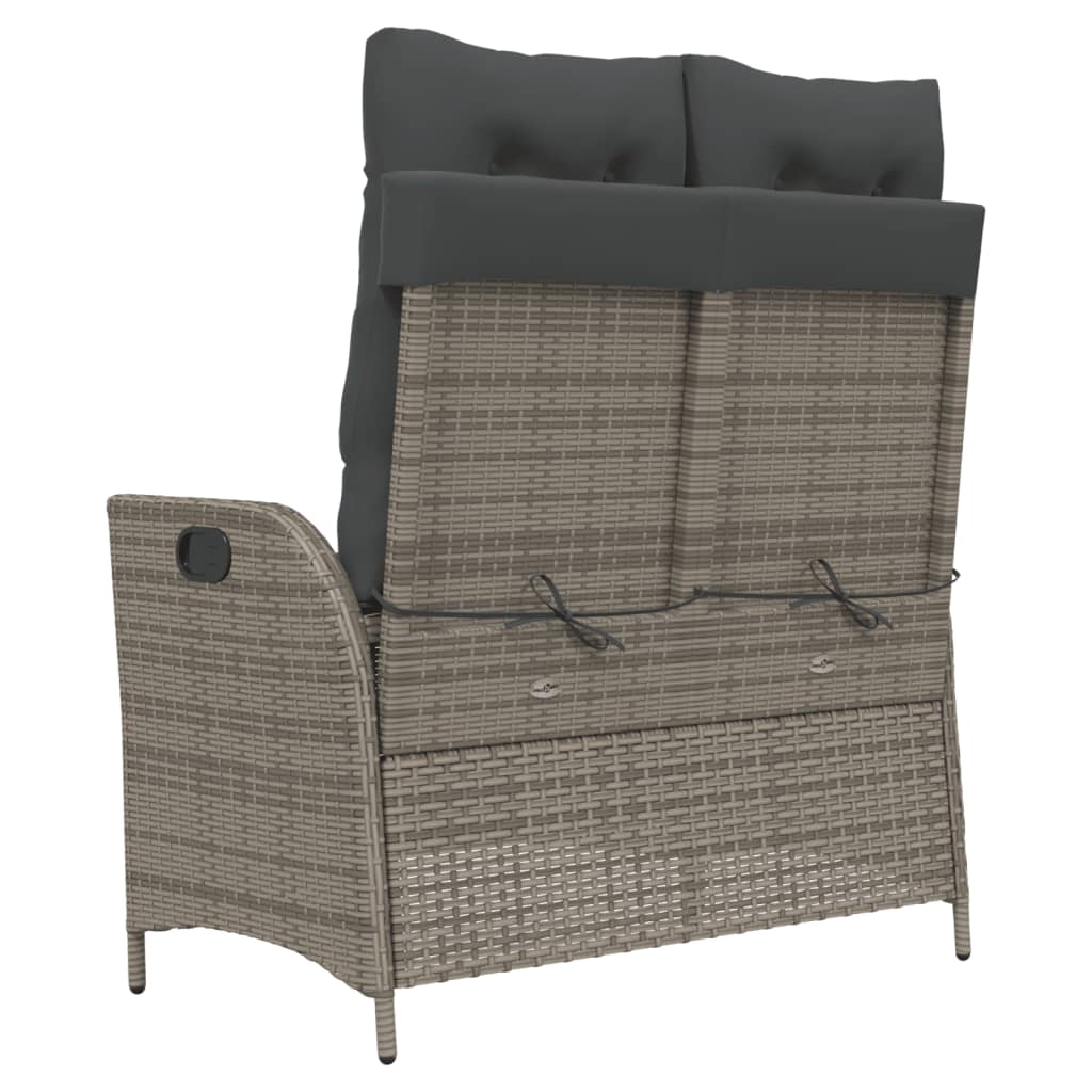Gartenbank Verstellbar mit Kissen Schwarz Poly Rattan