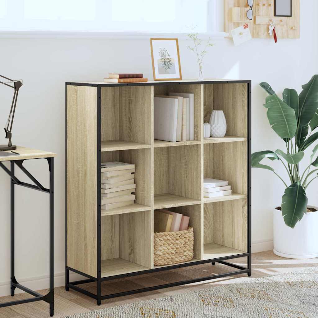 Bücherregal Schwarz 97,5x33x107,5 cm Holzwerkstoff und Metall