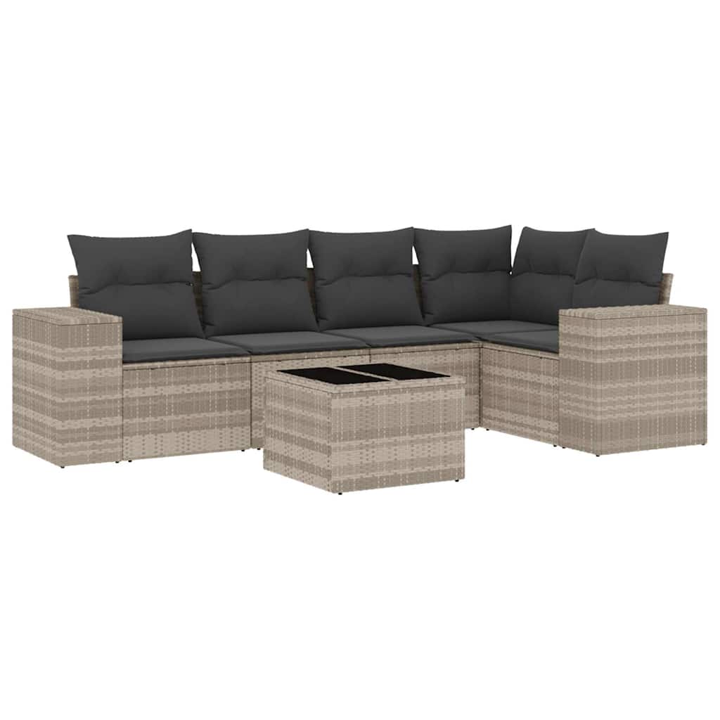 5-tlg. Garten-Sofagarnitur mit Kissen Schwarz Poly Rattan