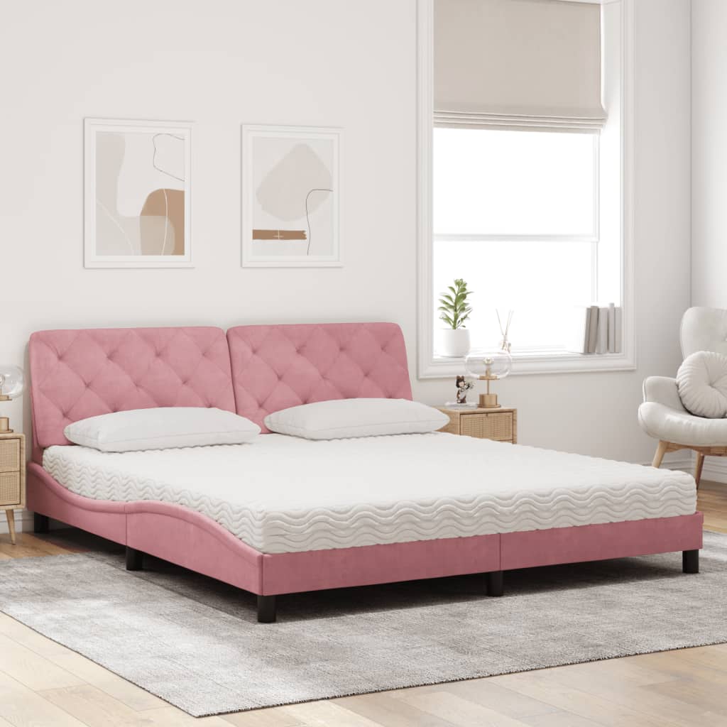 Bett mit Matratze Hellgrau 80x200 cm Samt