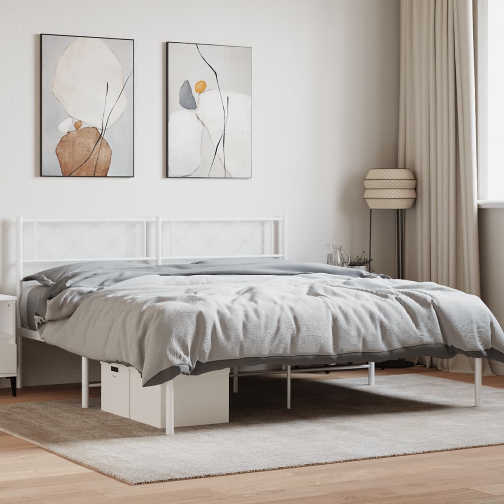 Bettgestell mit Kopfteil Metall Schwarz 100x190 cm