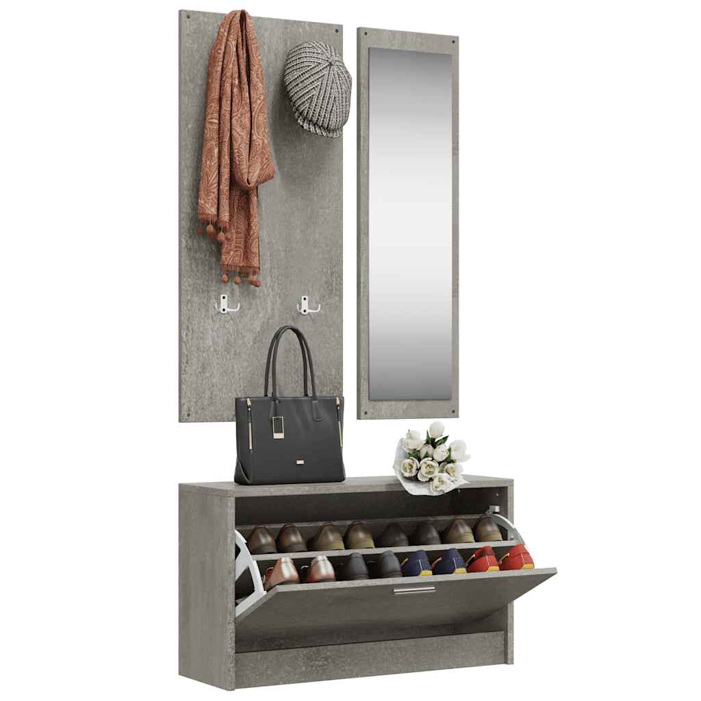 Garderoben Flur 3-in-1 Schuhschrank Schuhkipper Spiegel