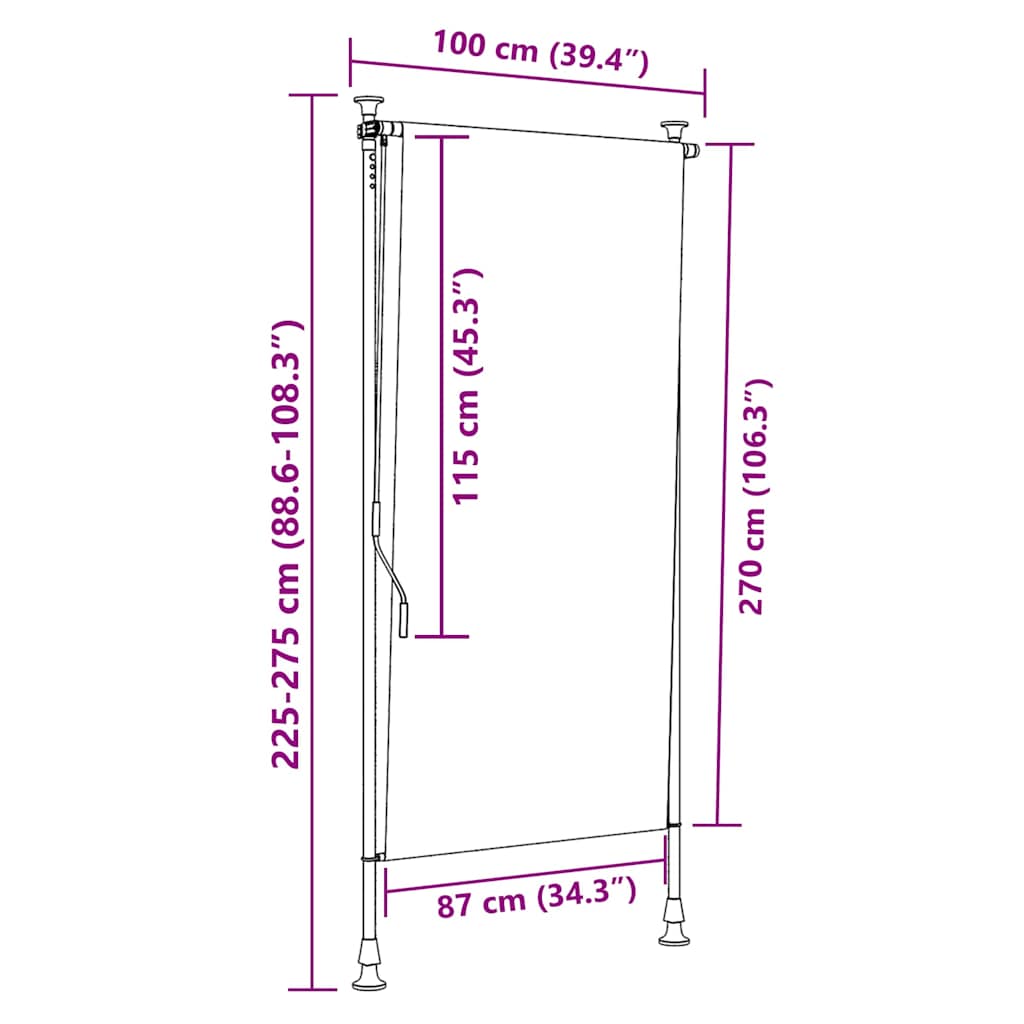 Außenrollo 100 x 270 cm Anthrazit