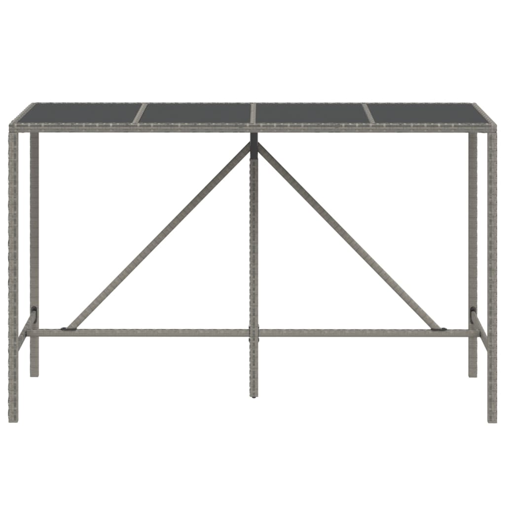 Bartisch mit Glasplatte Schwarz 110x70x110 cm Poly Rattan